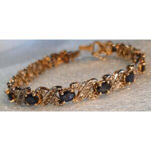 Sapphire Diamond 14k Yellow Gold Heirloom Bracelet